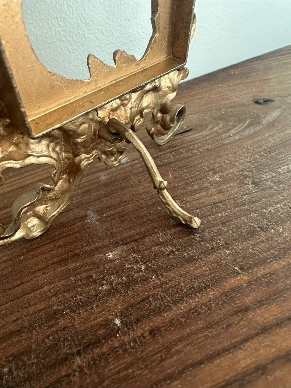 Vintage Italian Brass Ornate Picture Frame Rococo Dolphin Foot